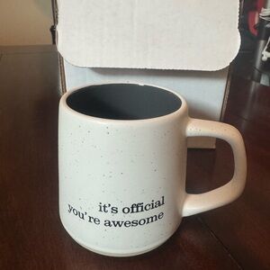 NIB Speckled White Mug - It’s Official You're Awesome